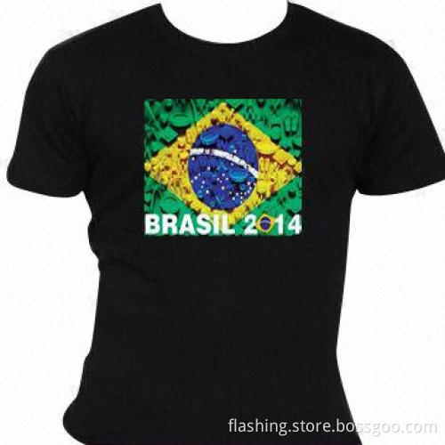 Hot-selling sound activated flashing EL ladies' T-shirt
